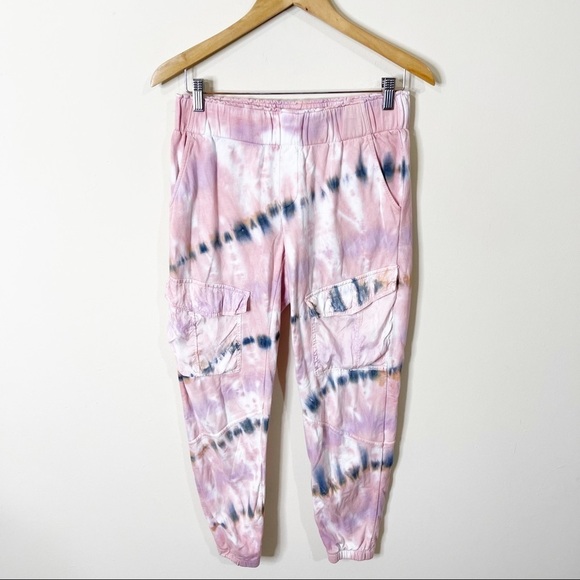 Young Fabulous & Broke Pink Tie Dye Cargo Jogger Sweatpants Size Medium - Picture 1 of 7